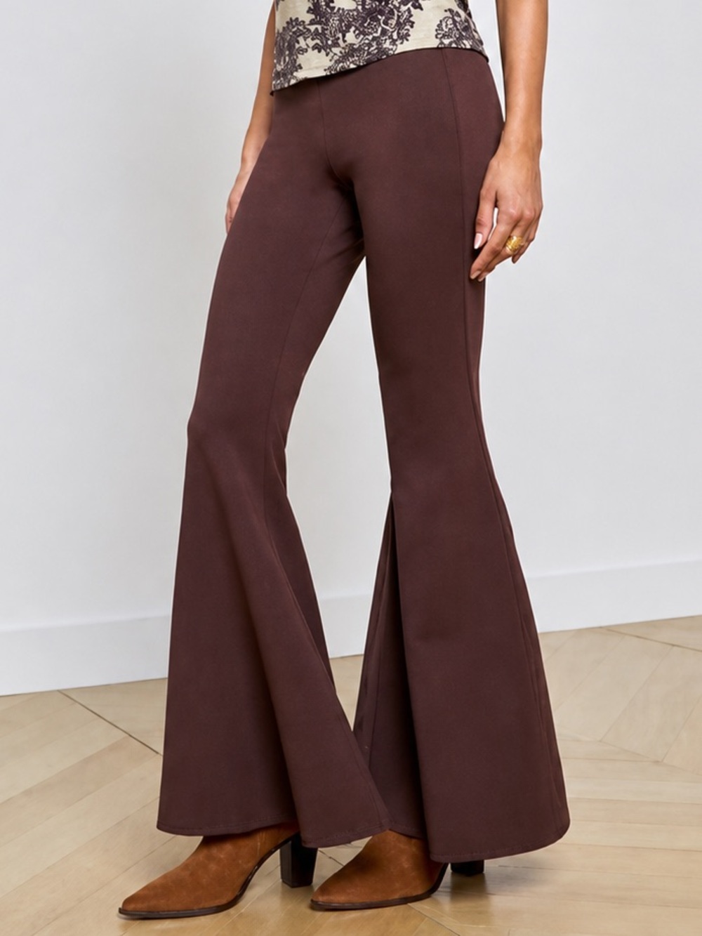 L'Agence Kiki Ponte Pant Chicory Coffee High Waist Flare Leg Stretch Size XS - Picture 5 of 14